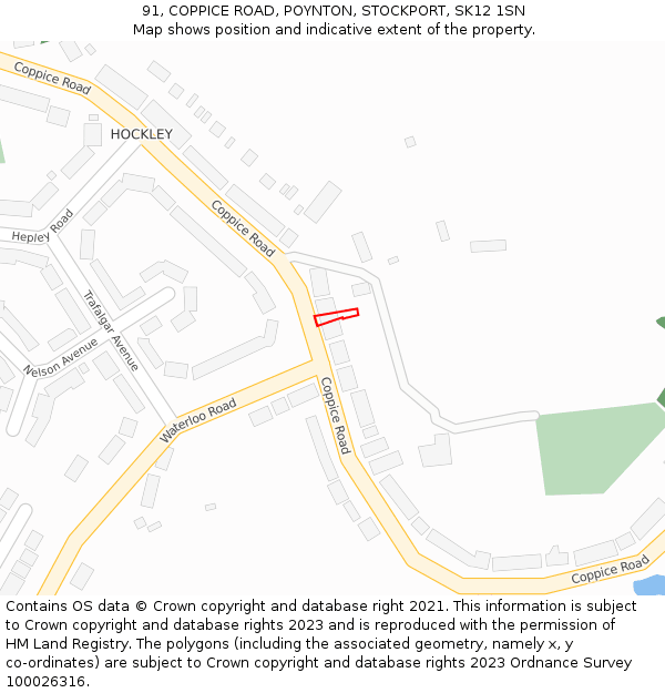 91, COPPICE ROAD, POYNTON, STOCKPORT, SK12 1SN: Location map and indicative extent of plot