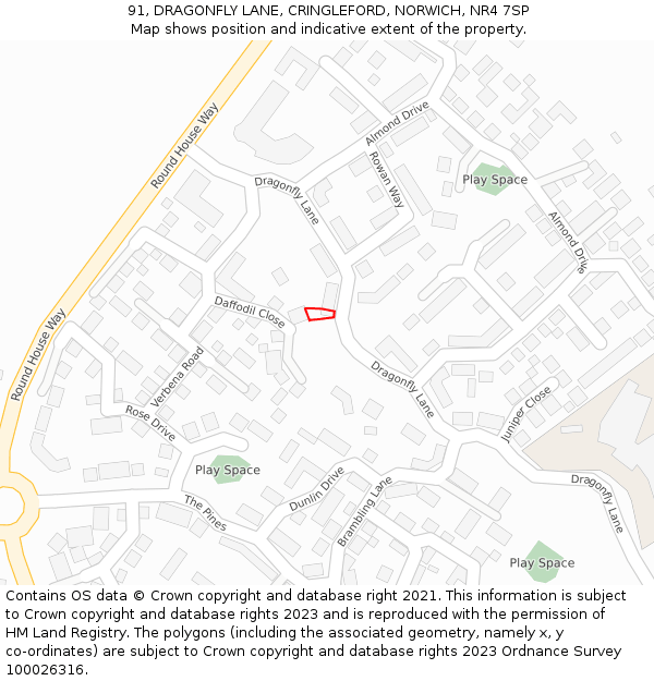 91, DRAGONFLY LANE, CRINGLEFORD, NORWICH, NR4 7SP: Location map and indicative extent of plot