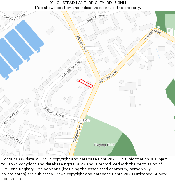 91, GILSTEAD LANE, BINGLEY, BD16 3NH: Location map and indicative extent of plot