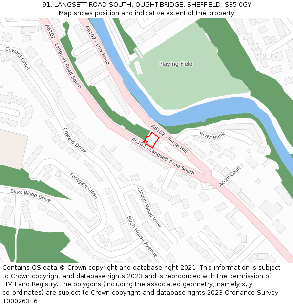 91, LANGSETT ROAD SOUTH, OUGHTIBRIDGE, SHEFFIELD, S35 0GY: Location map and indicative extent of plot