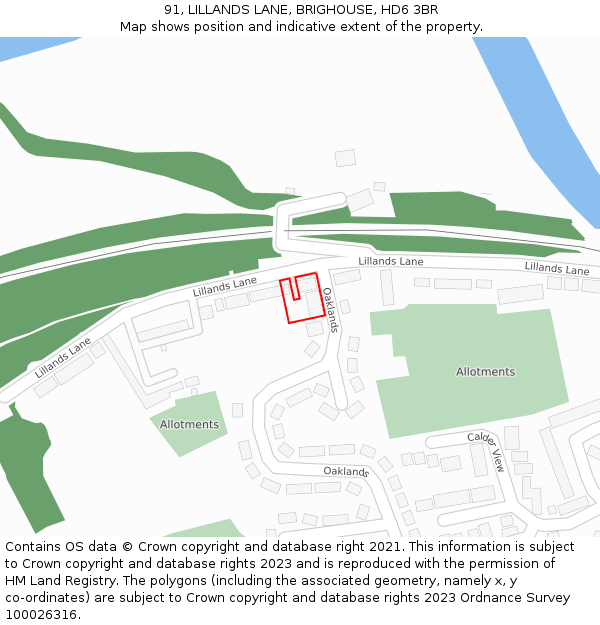 91, LILLANDS LANE, BRIGHOUSE, HD6 3BR: Location map and indicative extent of plot