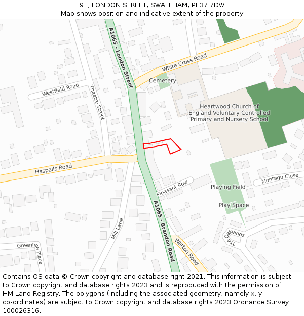 91, LONDON STREET, SWAFFHAM, PE37 7DW: Location map and indicative extent of plot