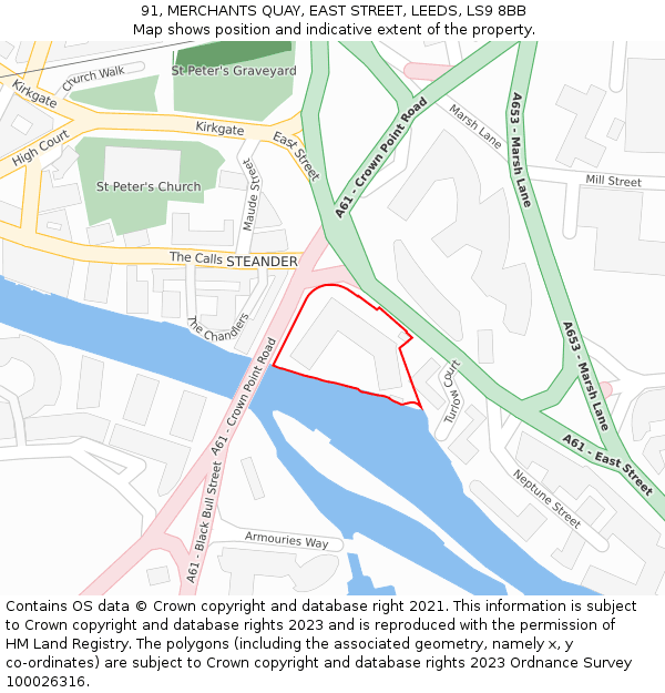 91, MERCHANTS QUAY, EAST STREET, LEEDS, LS9 8BB: Location map and indicative extent of plot