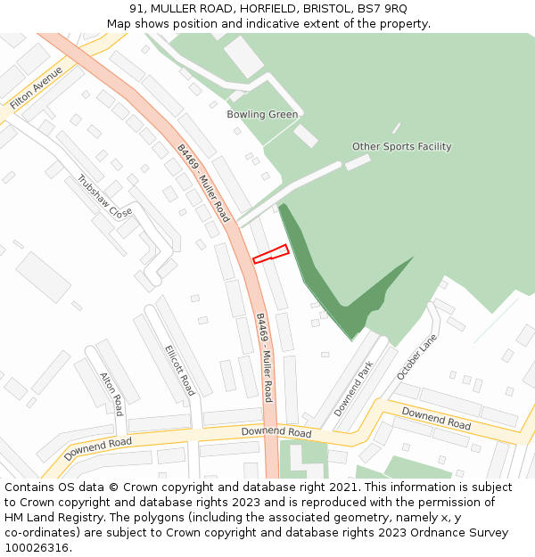 91, MULLER ROAD, HORFIELD, BRISTOL, BS7 9RQ: Location map and indicative extent of plot
