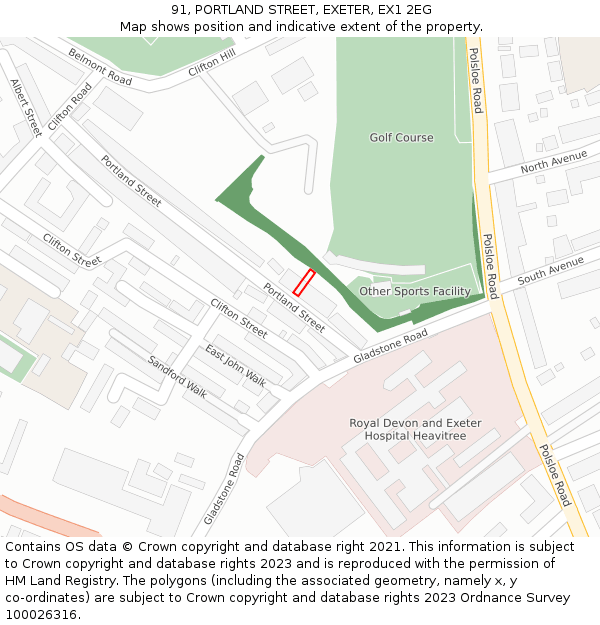 91, PORTLAND STREET, EXETER, EX1 2EG: Location map and indicative extent of plot