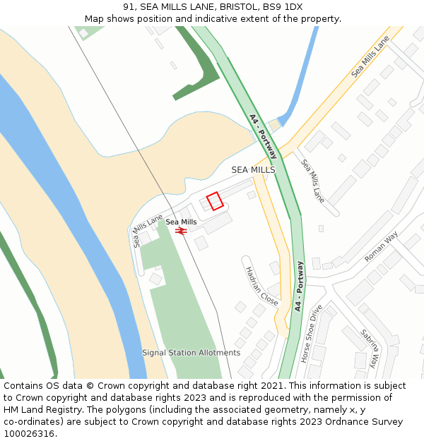 91, SEA MILLS LANE, BRISTOL, BS9 1DX: Location map and indicative extent of plot
