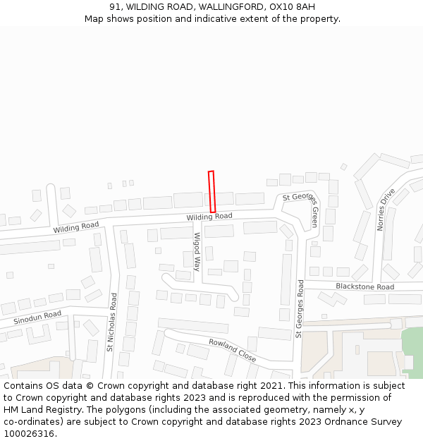 91, WILDING ROAD, WALLINGFORD, OX10 8AH: Location map and indicative extent of plot