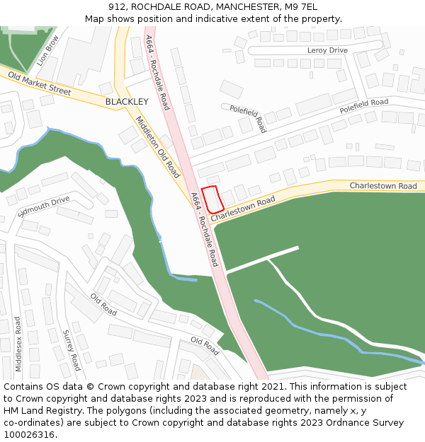 912, ROCHDALE ROAD, MANCHESTER, M9 7EL: Location map and indicative extent of plot