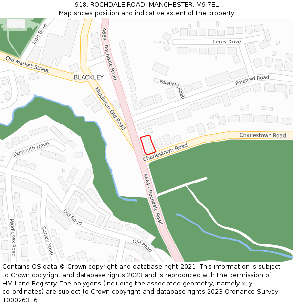 918, ROCHDALE ROAD, MANCHESTER, M9 7EL: Location map and indicative extent of plot