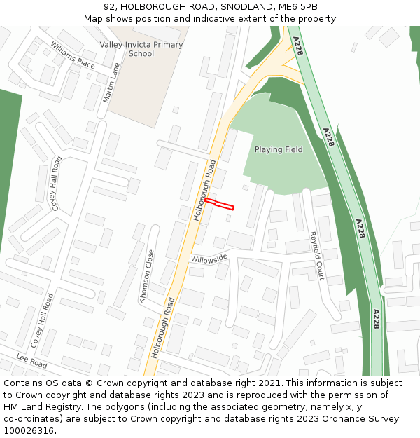 92, HOLBOROUGH ROAD, SNODLAND, ME6 5PB: Location map and indicative extent of plot
