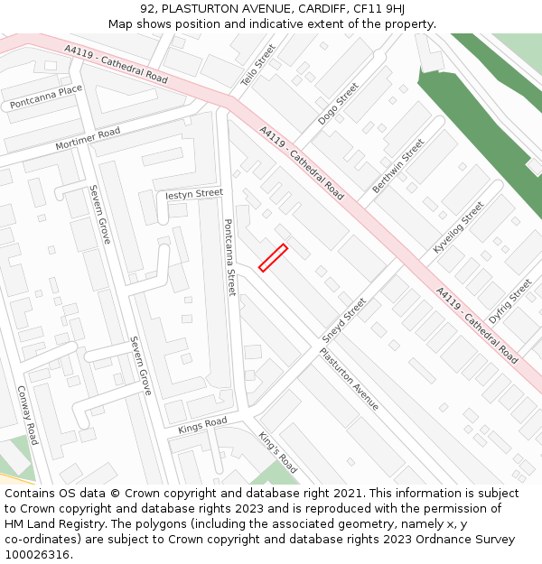 92, PLASTURTON AVENUE, CARDIFF, CF11 9HJ: Location map and indicative extent of plot