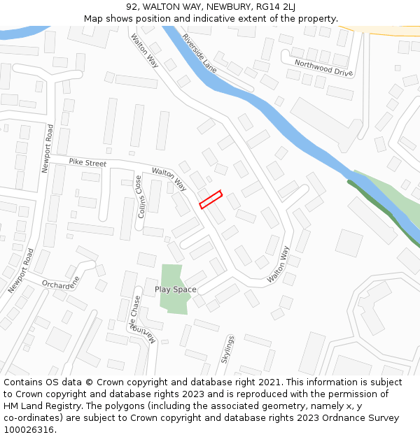 92, WALTON WAY, NEWBURY, RG14 2LJ: Location map and indicative extent of plot