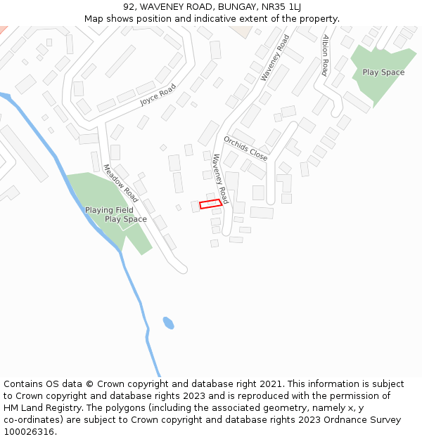 92, WAVENEY ROAD, BUNGAY, NR35 1LJ: Location map and indicative extent of plot