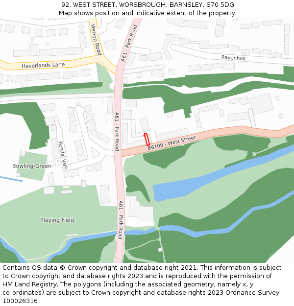 92, WEST STREET, WORSBROUGH, BARNSLEY, S70 5DG: Location map and indicative extent of plot