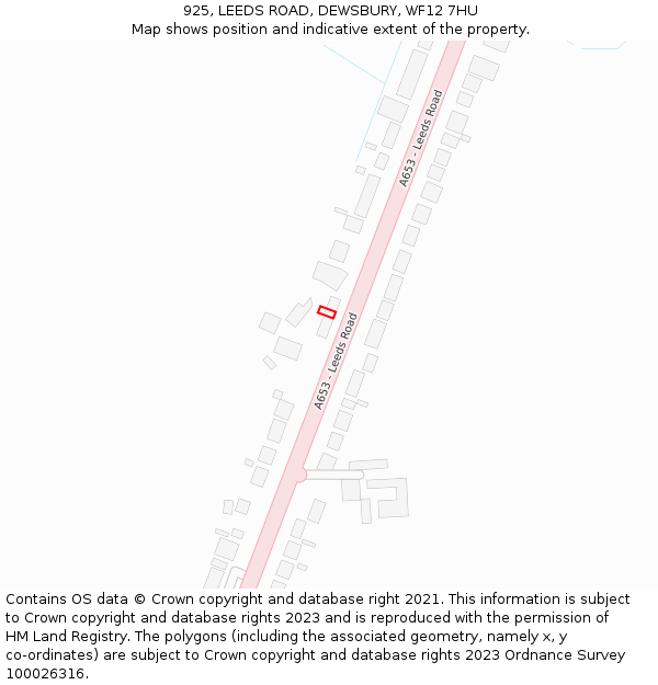 925, LEEDS ROAD, DEWSBURY, WF12 7HU: Location map and indicative extent of plot
