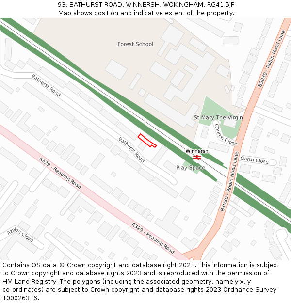 93, BATHURST ROAD, WINNERSH, WOKINGHAM, RG41 5JF: Location map and indicative extent of plot