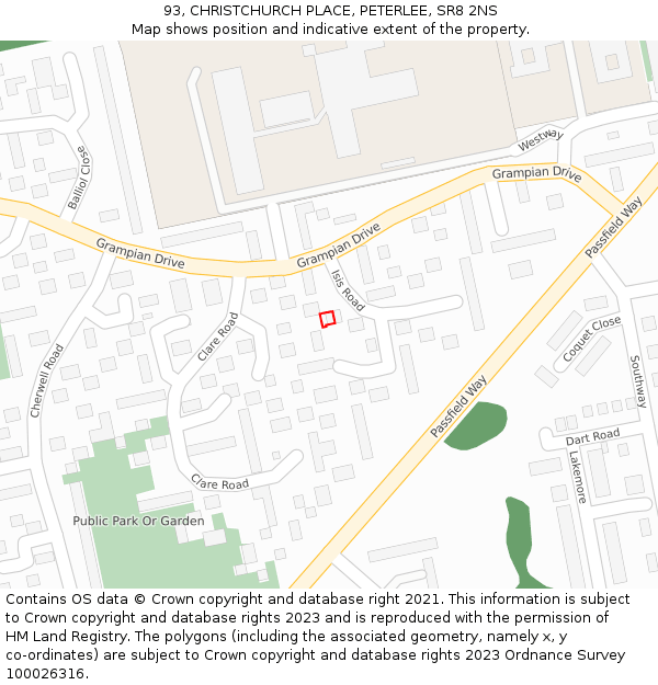 93, CHRISTCHURCH PLACE, PETERLEE, SR8 2NS: Location map and indicative extent of plot