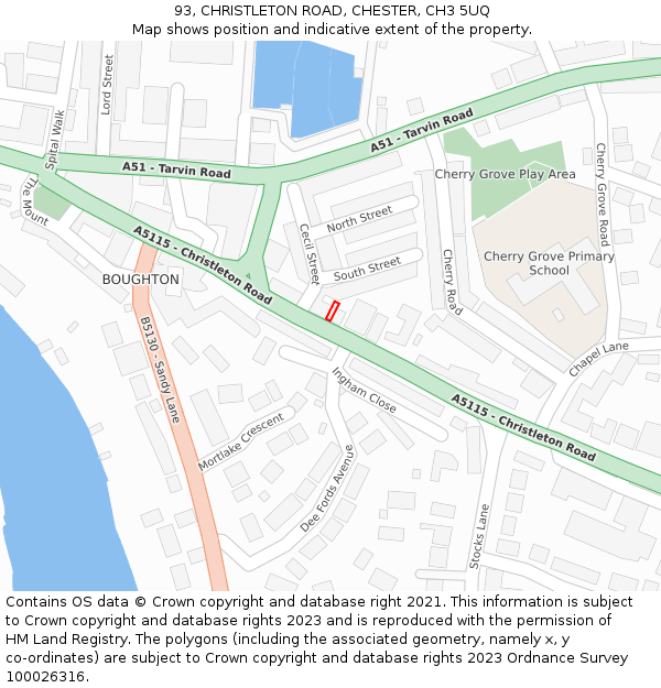 93, CHRISTLETON ROAD, CHESTER, CH3 5UQ: Location map and indicative extent of plot