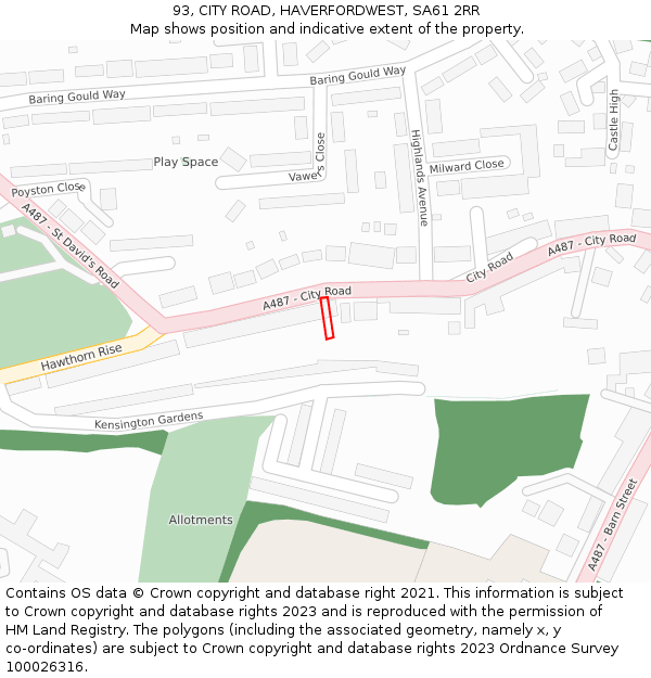 93, CITY ROAD, HAVERFORDWEST, SA61 2RR: Location map and indicative extent of plot