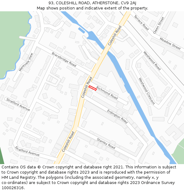 93, COLESHILL ROAD, ATHERSTONE, CV9 2AJ: Location map and indicative extent of plot