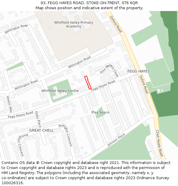 93, FEGG HAYES ROAD, STOKE-ON-TRENT, ST6 6QR: Location map and indicative extent of plot