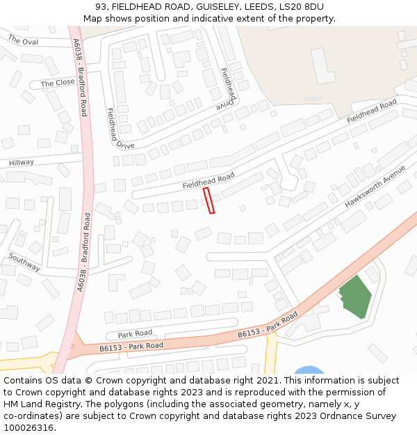 93, FIELDHEAD ROAD, GUISELEY, LEEDS, LS20 8DU: Location map and indicative extent of plot