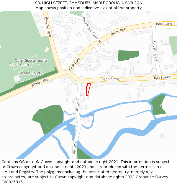 93, HIGH STREET, RAMSBURY, MARLBOROUGH, SN8 2QN: Location map and indicative extent of plot