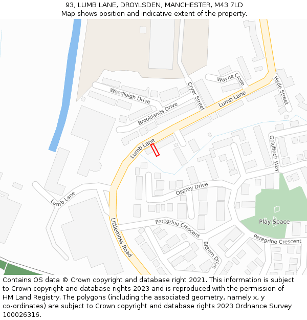 93, LUMB LANE, DROYLSDEN, MANCHESTER, M43 7LD: Location map and indicative extent of plot