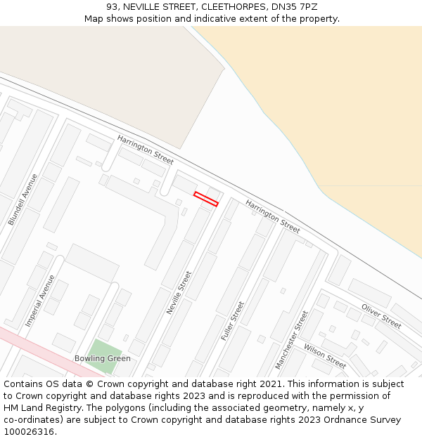 93, NEVILLE STREET, CLEETHORPES, DN35 7PZ: Location map and indicative extent of plot