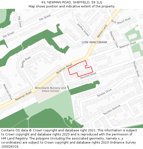 93, NEWMAN ROAD, SHEFFIELD, S9 1LQ: Location map and indicative extent of plot
