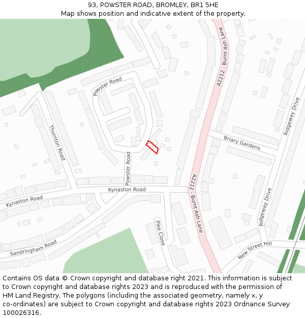 93, POWSTER ROAD, BROMLEY, BR1 5HE: Location map and indicative extent of plot