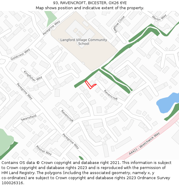 93, RAVENCROFT, BICESTER, OX26 6YE: Location map and indicative extent of plot