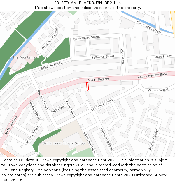 93, REDLAM, BLACKBURN, BB2 1UN: Location map and indicative extent of plot