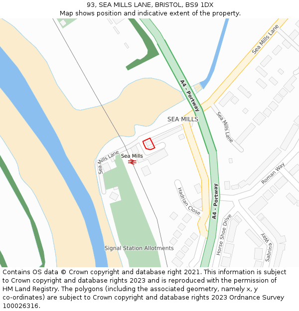 93, SEA MILLS LANE, BRISTOL, BS9 1DX: Location map and indicative extent of plot