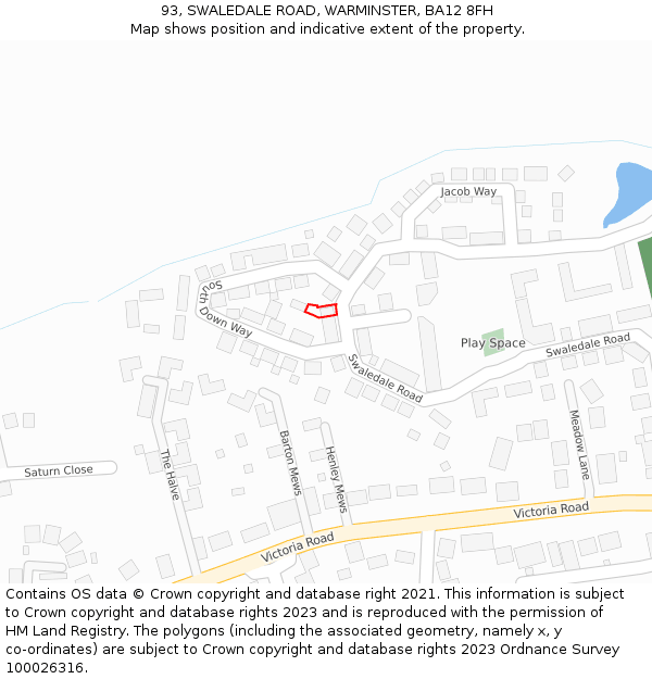 93, SWALEDALE ROAD, WARMINSTER, BA12 8FH: Location map and indicative extent of plot