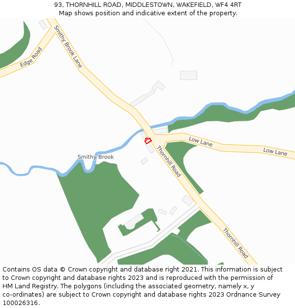 93, THORNHILL ROAD, MIDDLESTOWN, WAKEFIELD, WF4 4RT: Location map and indicative extent of plot