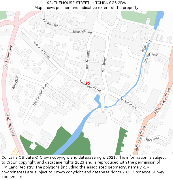 93, TILEHOUSE STREET, HITCHIN, SG5 2DW: Location map and indicative extent of plot