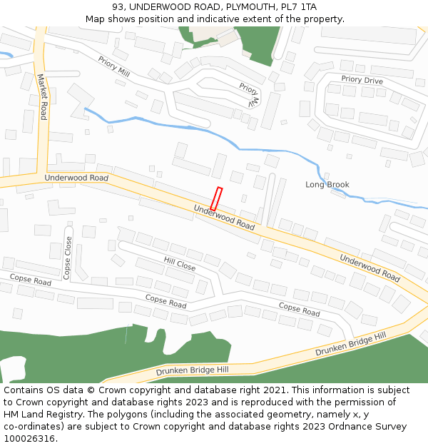 93, UNDERWOOD ROAD, PLYMOUTH, PL7 1TA: Location map and indicative extent of plot