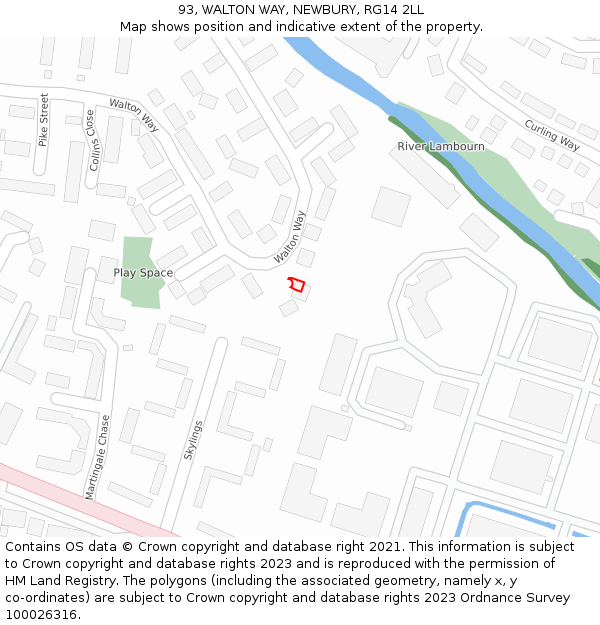 93, WALTON WAY, NEWBURY, RG14 2LL: Location map and indicative extent of plot