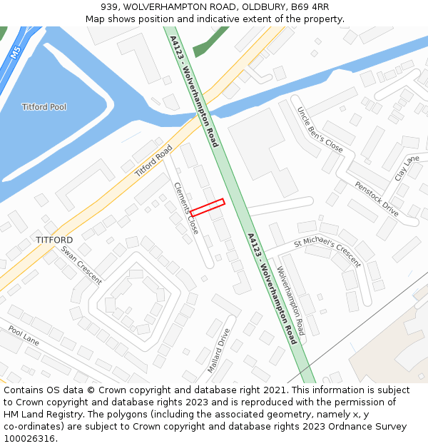 939, WOLVERHAMPTON ROAD, OLDBURY, B69 4RR: Location map and indicative extent of plot