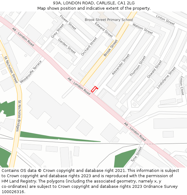 93A, LONDON ROAD, CARLISLE, CA1 2LG: Location map and indicative extent of plot