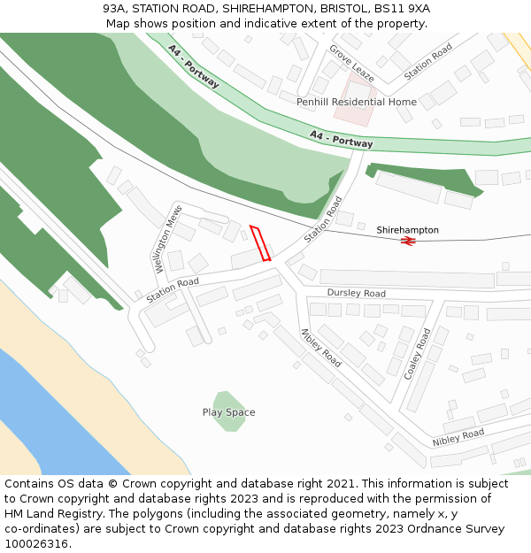 93A, STATION ROAD, SHIREHAMPTON, BRISTOL, BS11 9XA: Location map and indicative extent of plot