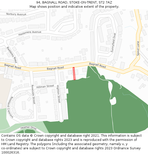 94, BAGNALL ROAD, STOKE-ON-TRENT, ST2 7AZ: Location map and indicative extent of plot