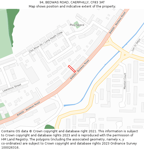 94, BEDWAS ROAD, CAERPHILLY, CF83 3AT: Location map and indicative extent of plot