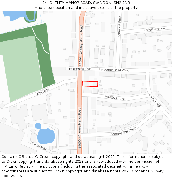 94, CHENEY MANOR ROAD, SWINDON, SN2 2NR: Location map and indicative extent of plot