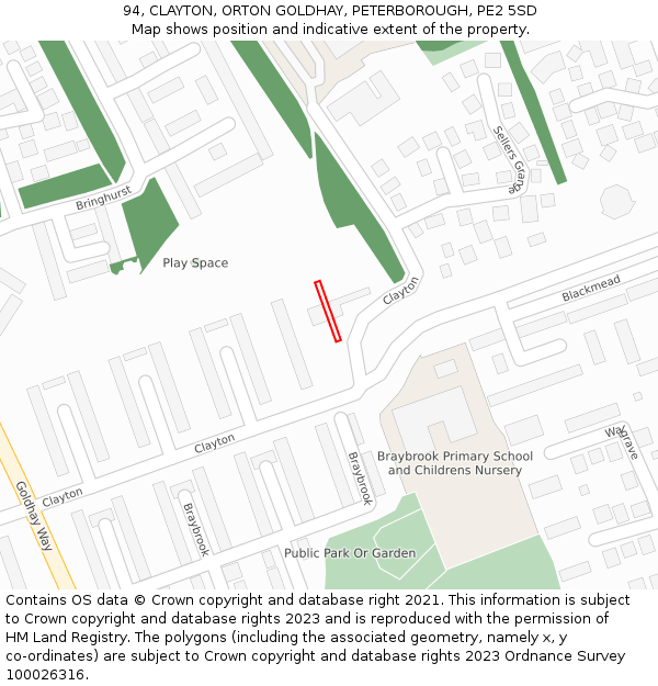 94, CLAYTON, ORTON GOLDHAY, PETERBOROUGH, PE2 5SD: Location map and indicative extent of plot