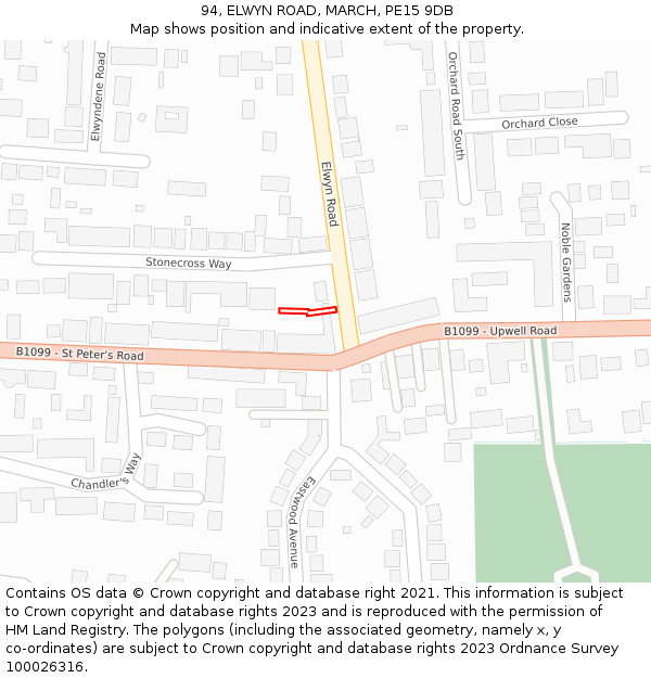 94, ELWYN ROAD, MARCH, PE15 9DB: Location map and indicative extent of plot