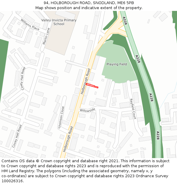 94, HOLBOROUGH ROAD, SNODLAND, ME6 5PB: Location map and indicative extent of plot