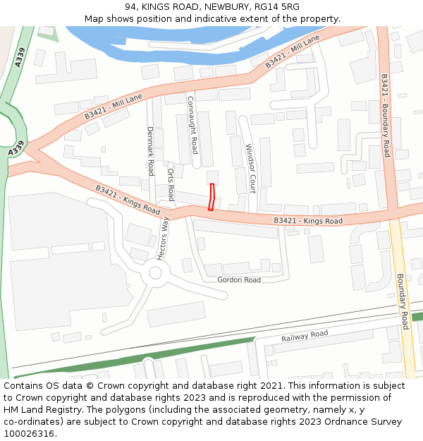 94, KINGS ROAD, NEWBURY, RG14 5RG: Location map and indicative extent of plot