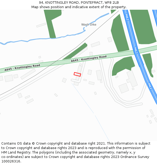 94, KNOTTINGLEY ROAD, PONTEFRACT, WF8 2LB: Location map and indicative extent of plot